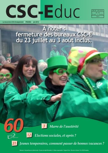 à noter : fermeture des bureaux CSC-E du 23 juillet au 3 août inclus.