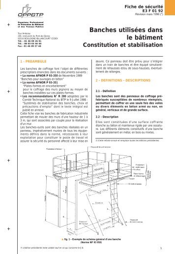 Banches utilisées dans le bâtiment Constitution et stabilisation