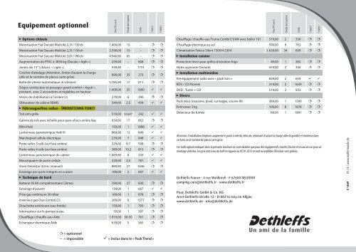 Caractéristiques techniques/ tarif Trend Edition - Dethleffs