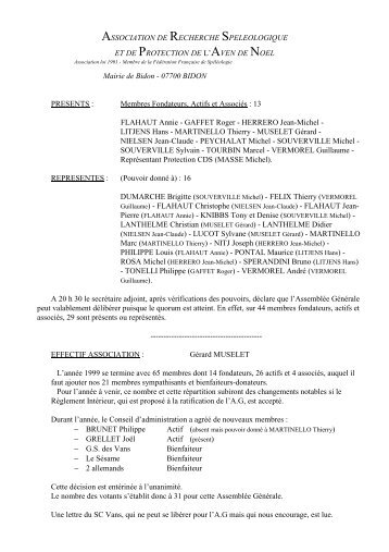 ASSOCIATION DE RECHERCHE SPELEOLOGIQUE ET ... - Arspan