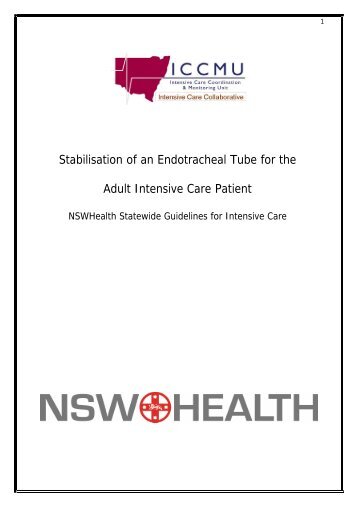 Stabilisation of an Endotracheal Tube for the Adult Intensive Care ...