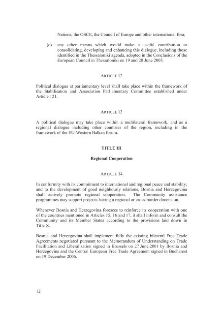 Stabilisation and Association Agreement - Official Documents