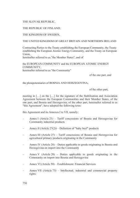 Stabilisation and Association Agreement - Official Documents