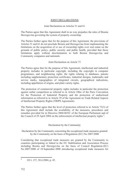 Stabilisation and Association Agreement - Official Documents