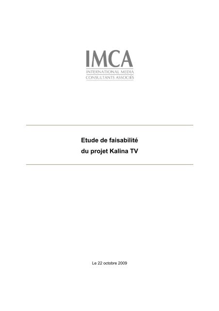 IMCA - rapport d'étude de faisabilité - Kalina TV ... - Région Guyane
