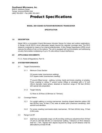 Model 380 A&E Specifications - Southwest Microwave, Inc.