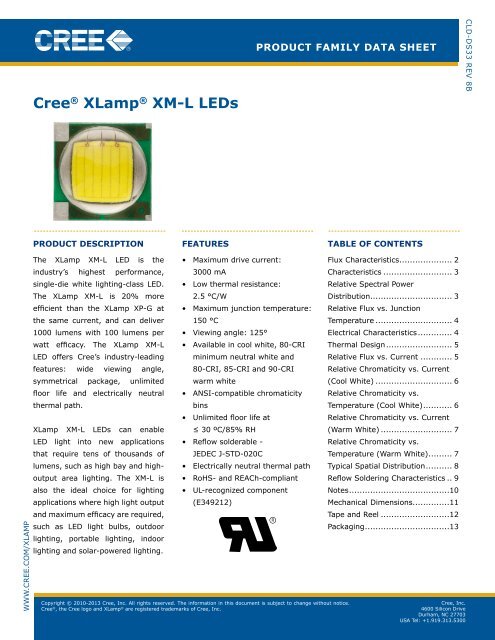 Cree XLamp XM-L LED Data Sheet - Cree, Inc.