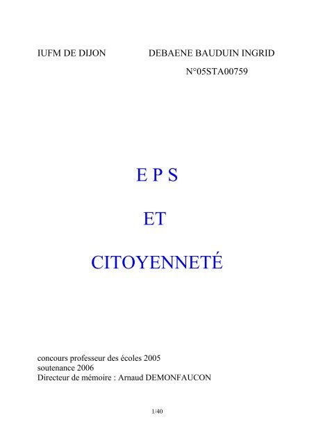 E P S ET CITOYENNETÉ - IUFM