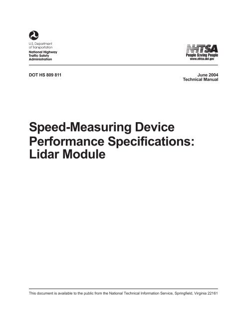 Speed-Measuring Device Performance Specifications: Lidar Module