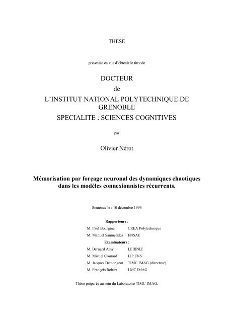 Thèse Sciences Cognitives - Olivier Nerot