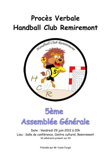 Procès verbale Assemblée Générale - Handball Club Remiremont