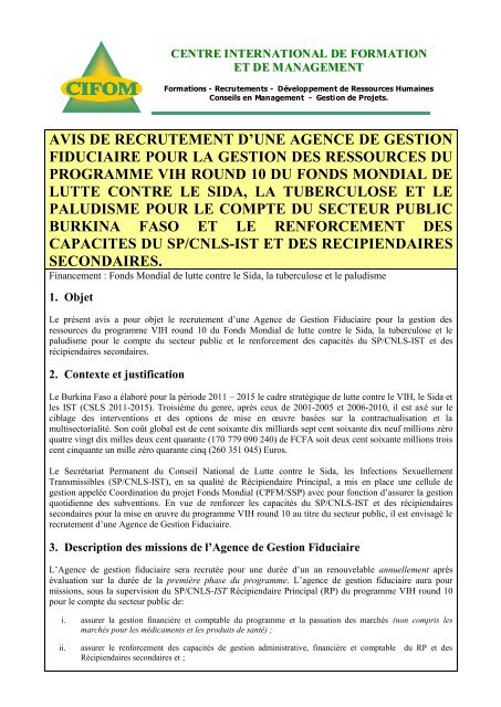 Avis De Recrutement D Une Agence De Gestion Fiduciaire Cnls Bf