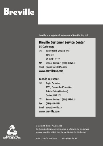 Breville Customer Service Center