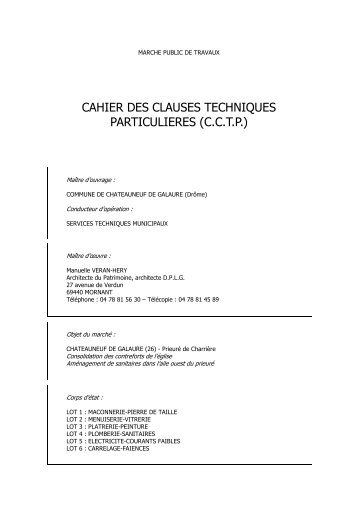 cahier des clauses techniques particulieres (cctp) - Communauté de ...