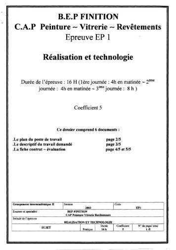 B.E.P FINITION C.A.P Peinture « Vitrerie N Revêtements