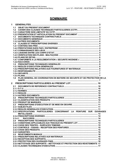 Cctp Lot 07 Peinture Revetements Muraux Pdf Msa