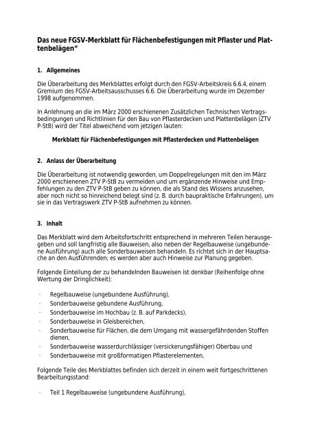 Das neue FGSV-Merkblatt für Flächenbefestigungen mit Pflaster und ...