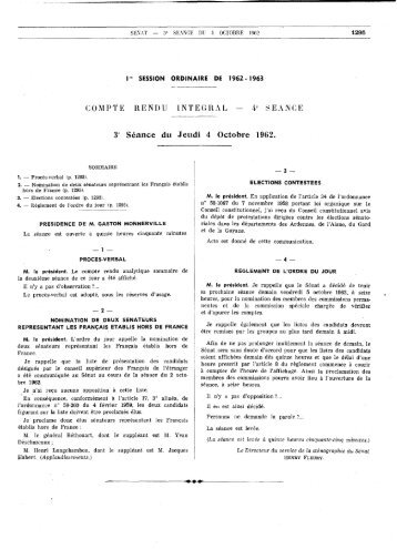 3' Séance du Jeudi 4 Octobre 1962. - Sénat