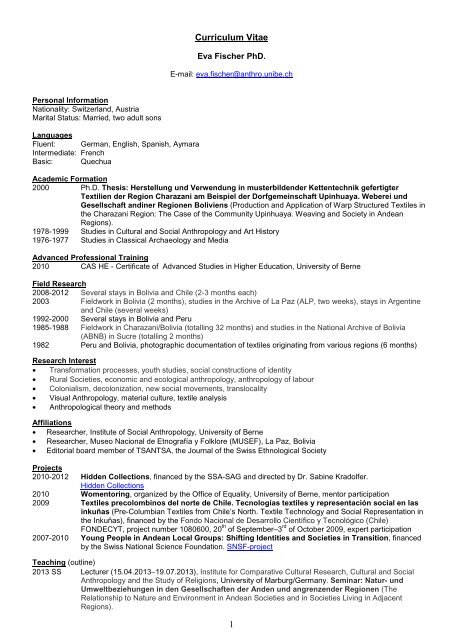 1 Curriculum Vitae Eva Fischer