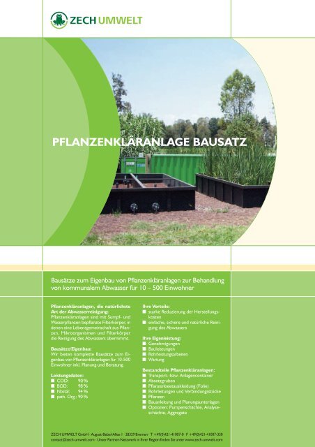 Pflanzenkläranlage Bausatz (0,46 MB) - Zech Umwelt GmbH