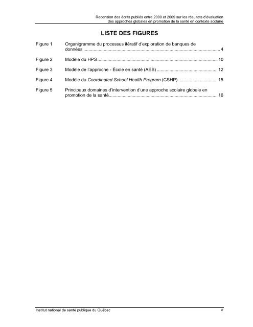 Recension des écrits publiés entre 2000 et 2009 sur les résultats d ...