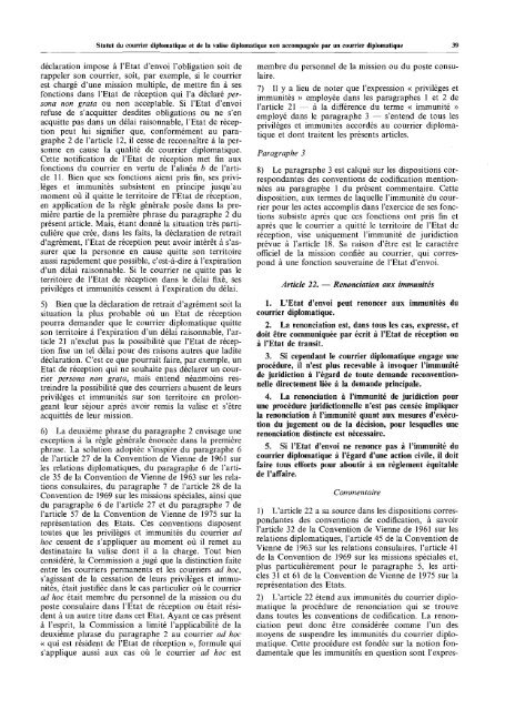 projet d'articles sur le statut du courrier diplomatique et de la valse ...