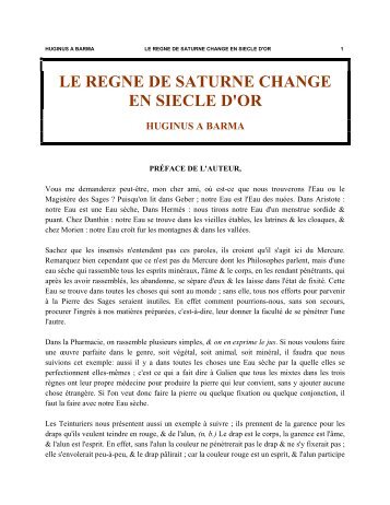 Le règne de Saturne changé en siècle d'or (pdf) - Labirinto Ermetico