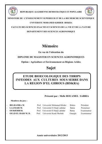 Mémoire Sujet - Université Mohamed Khider- Biskra