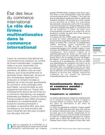 État des lieux du commerce international Le rôle des firmes ... - Free