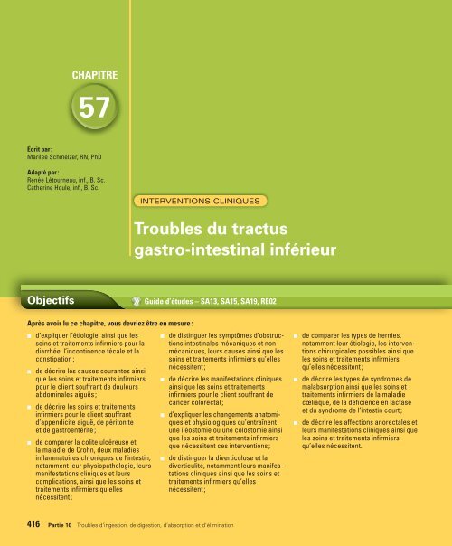 Chapitre 57 Troubles Du Tractus Gastro-Intestinal Inférieur