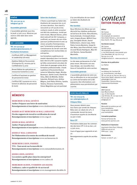 Economiste d'entreprise Informaticien Espaces ... - Sec Suisse