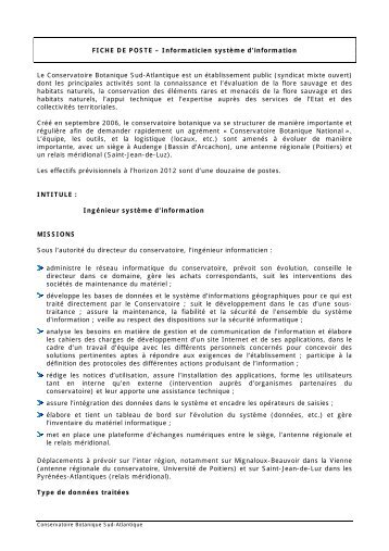 FICHE DE POSTE – Informaticien système d ... - Tela Botanica