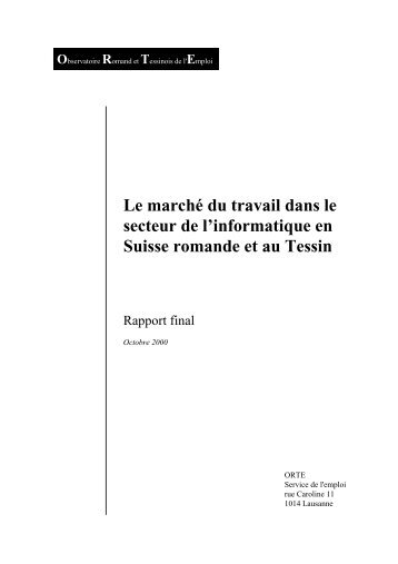 Le marché du travail dans le secteur de l ... - Espace emploi