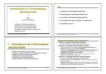 Introduction à l'informatique décisionnelle - LSIS