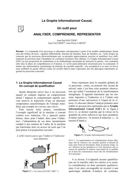 Le Graphe Informationnel Causal Un Outil Pour Analyser