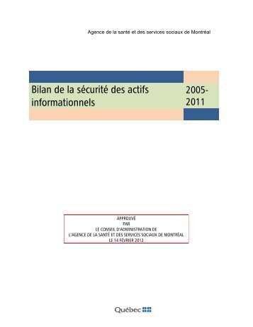 Bilan de la sécurité des actifs informationnels - publications.sant ...