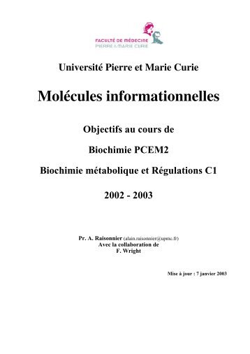 Molécules informationnelles - Faculté de médecine Pierre et Marie ...