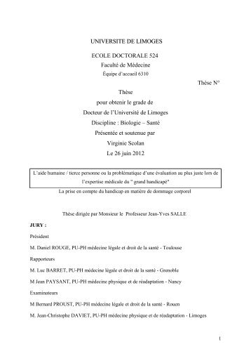 L'aide humaine / tierce personne ou la problématique d'une ...