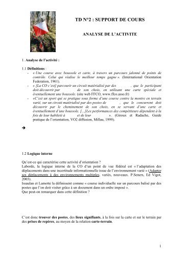 Support de cours TD n°3 - STAPS AVIGNON