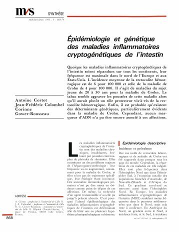 Epidémiologie et génétique des maladies inflammatoires ...