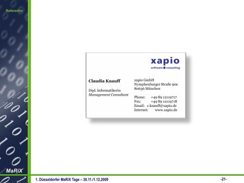 MaRiX-Software Teil 2 - Xapio GmbH