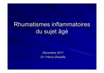 Rhumatisme inflammatoire sujet âgé - PIRG