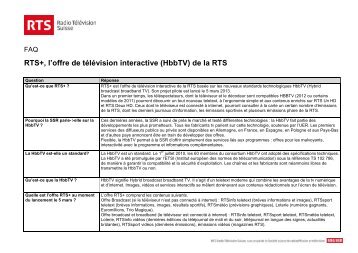 FAQ HbbT – Télévision interactive RTS+ - SRG SSR