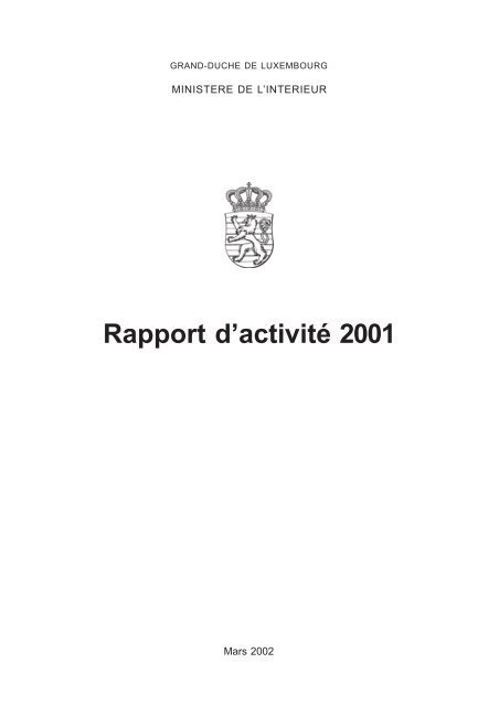 Rapport d'activité 2001 - Département de l'Aménagement du territoire
