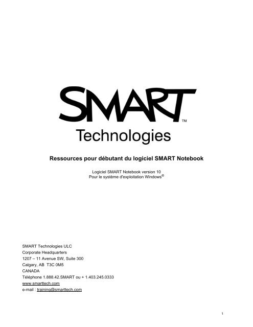 Ressources pour débutant du logiciel SMART Notebook - Smarttech ...