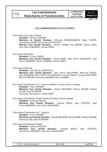 Les Commissions Statutaires et Fonctionnelles - Fédération ...