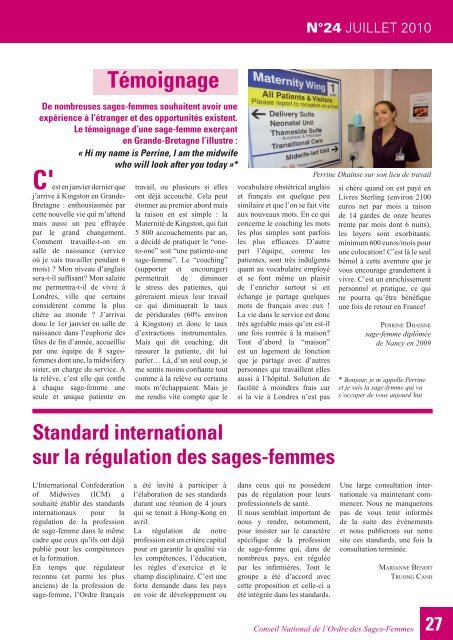 Contact Sages-Femmes n° 24 - Ordre des sages-femmes