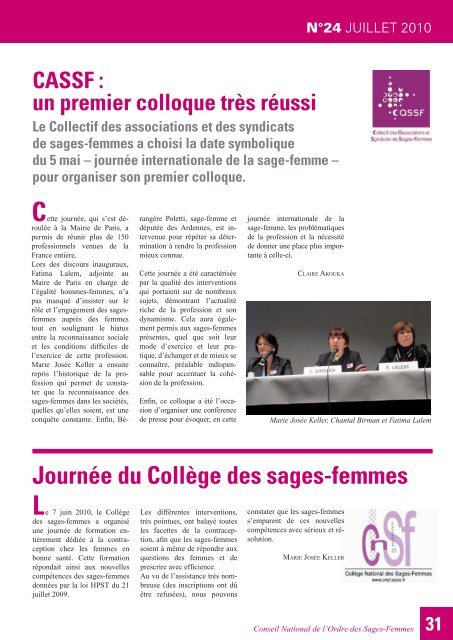 Contact Sages-Femmes n° 24 - Ordre des sages-femmes