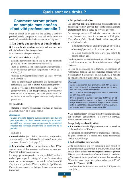 La Retraite du Fonctionnaire (Brochure) - pensions.bercy.gouv.fr