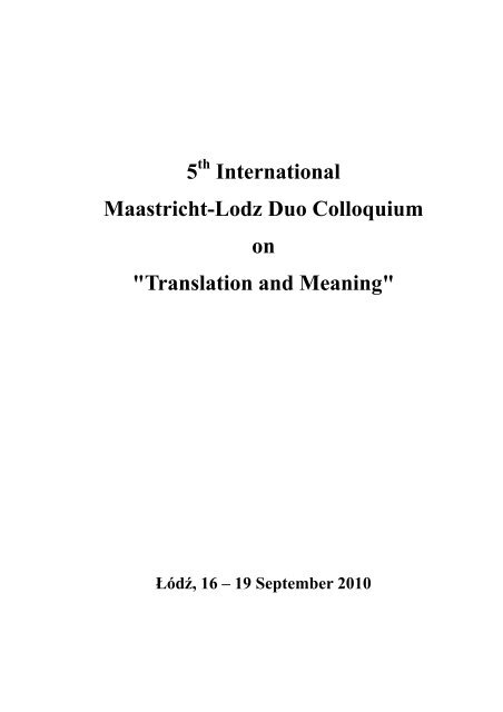 Translation and Meaning - MDTP – Michał Kornacki